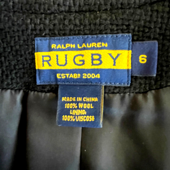 RALPH LAUREN RUGBY Women's Size 6 Black Wool Short Sleeve Lined Cropped Jacket - Picture 3 of 5